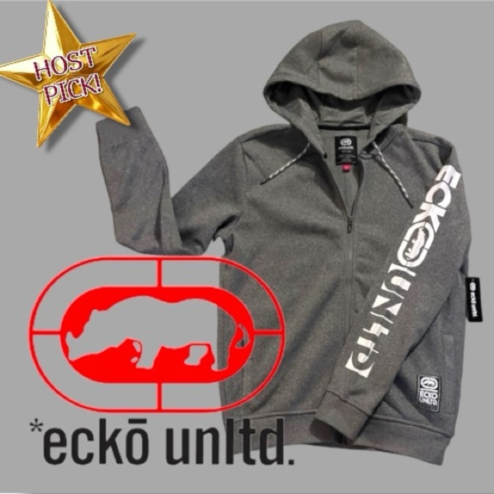 💥HP💥ECKŌ unltd. Men’s Grey Front Zip Hoodie. Size Small. 🍁🍂